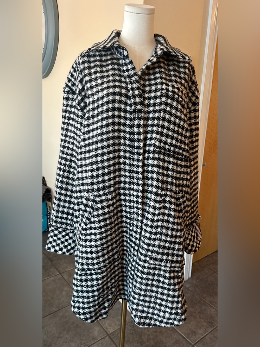 FREE PEOPLE x We The Free Get Around Houndstooth Shirt Jacket size large - Picture 11 of 14